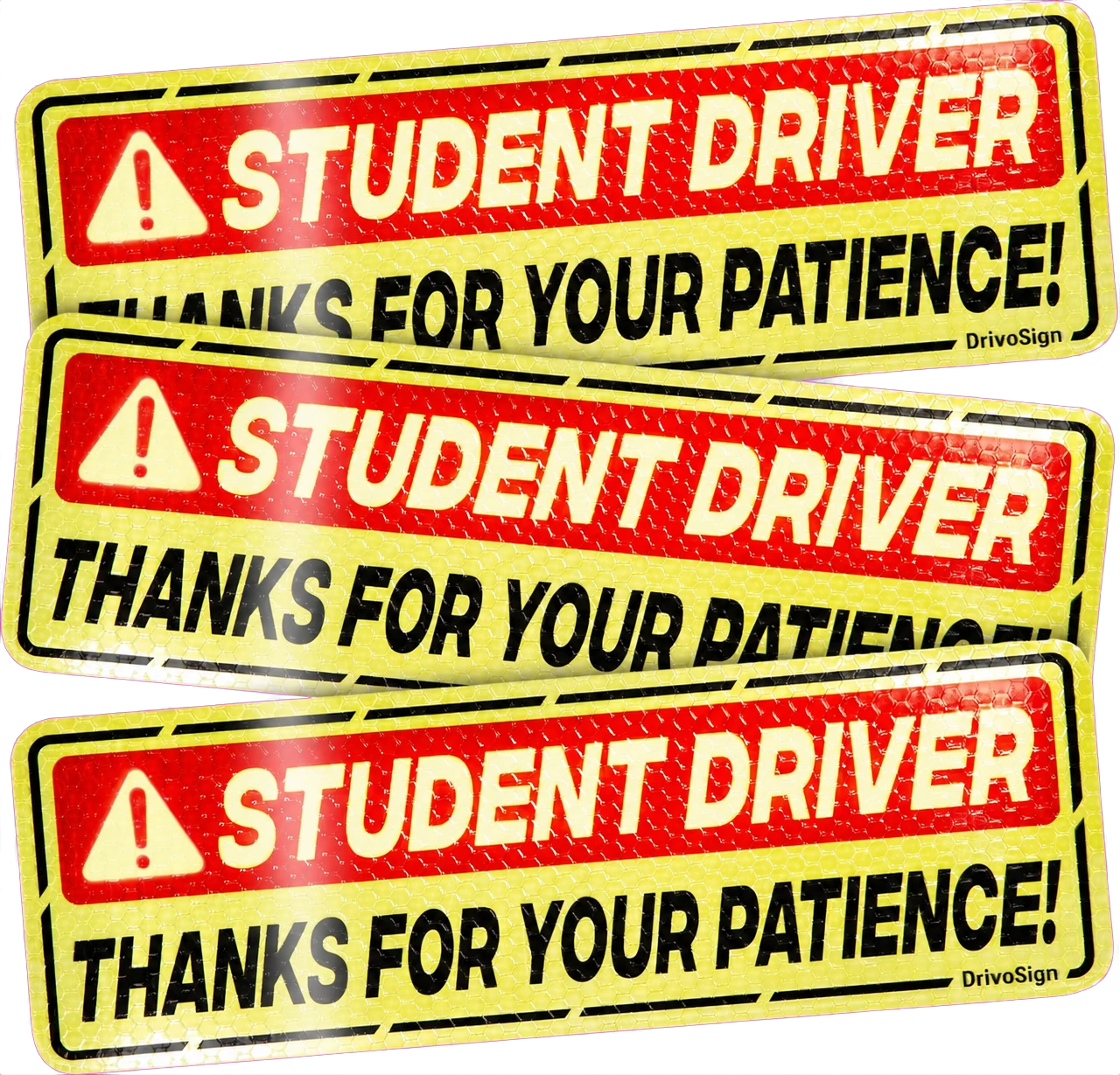 DrivoSign Student Driver reflective magnet three-pack